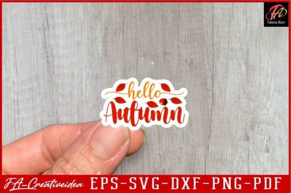 Download Hello Autumn Fall Stickers Svg Design - Stickers svg Collection