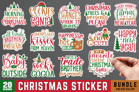 Download Christmas Stickers SVG Design Bundle - Stickers svg Collection