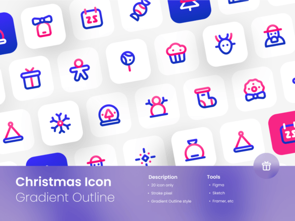 Download Christmas Icons Gradient Outline - Christmas icons Collection